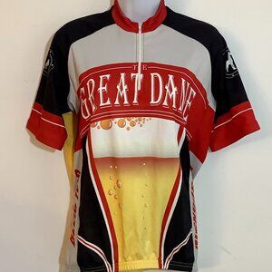 Biker Shirt Back Pocket Unisex Yellow Medium Wisconsin Beer Great Dane 1/4 Zip